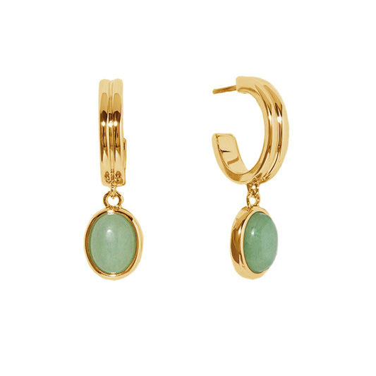 Green Gemstone Hoop Earrings