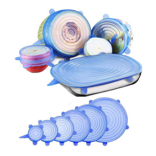 6 Pcs Reusable Universal Silicon Stretch Bowl Lids Kitchen Wrap Silicone Food Wrap Bowl Lid Kitchen Tools_0