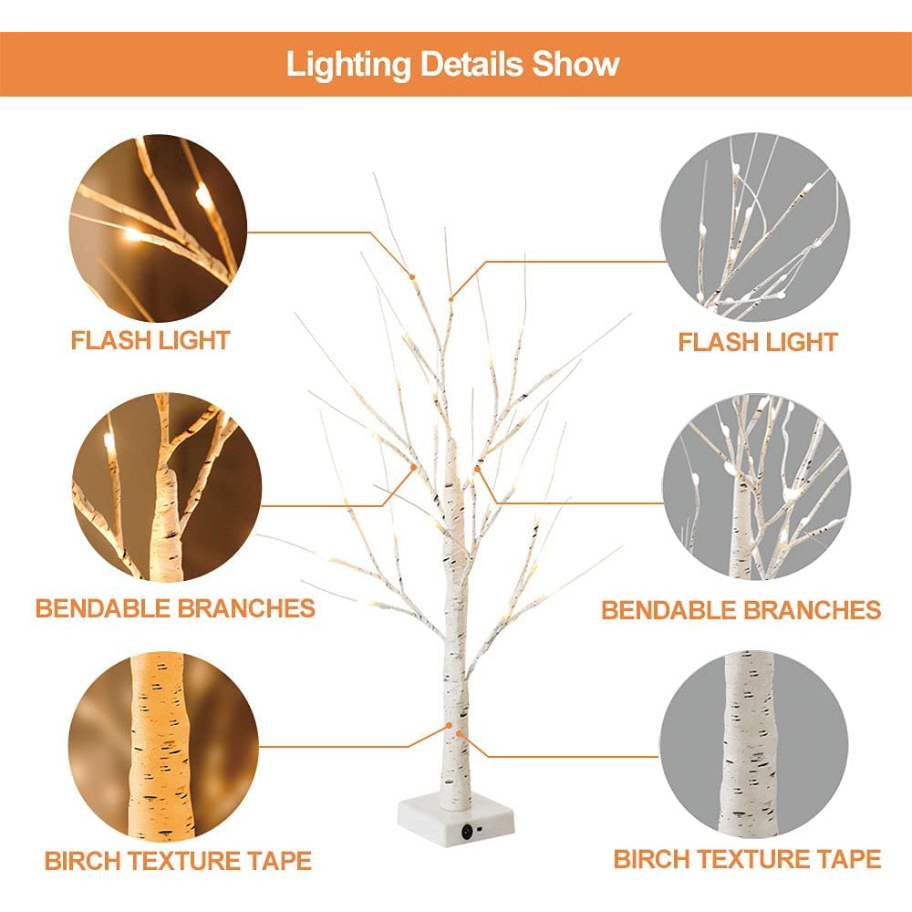 LED Illuminated Birch Tree for Home and Holiday Decoration- USB Charging_11