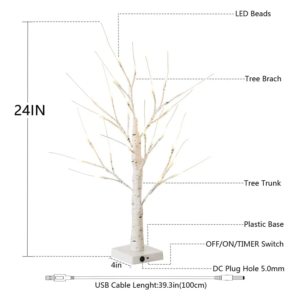 LED Illuminated Birch Tree for Home and Holiday Decoration- USB Charging_12