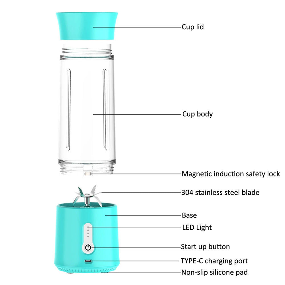 USB Rechargeable 6 Blades Portable Blender Smoothie Maker_8