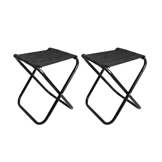 HYPERANNGER 2 Pack Aluminum Alloy Camping Folding Stool with Storage Bag-Black_0