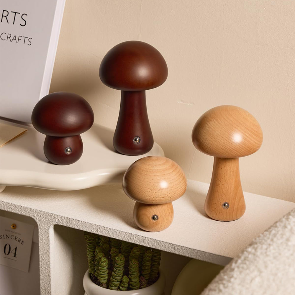 Wooden Mushroom LED Night Light for Bedroom - USB Rechargeable_5