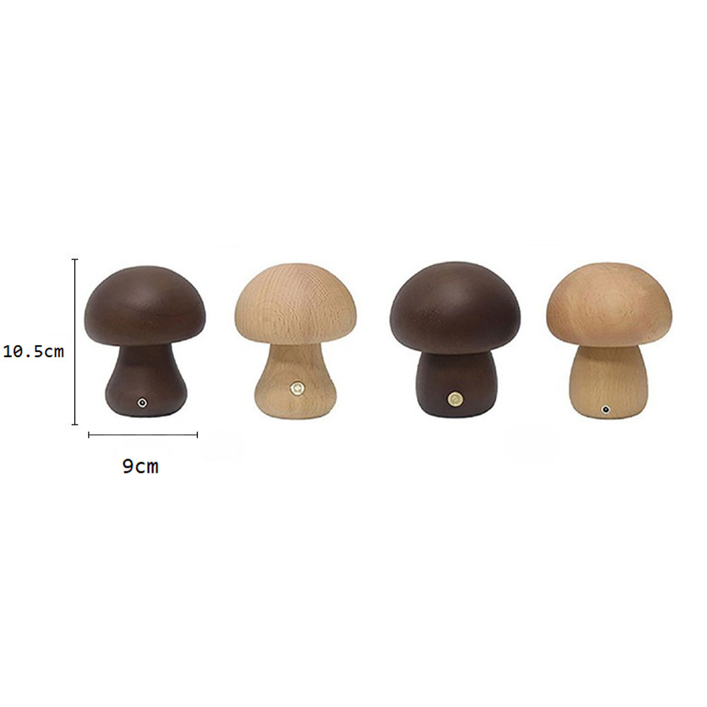 Wooden Mushroom LED Night Light for Bedroom - USB Rechargeable_11