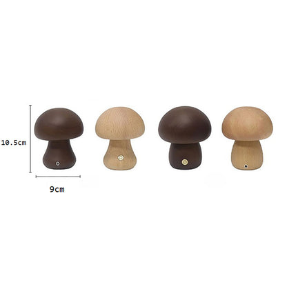 Wooden Mushroom LED Night Light for Bedroom - USB Rechargeable_11