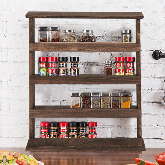 Wall Mount Wooden Spice Rack Holder_0