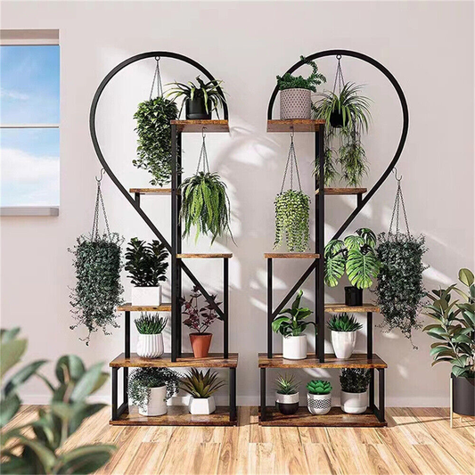 6 Tier Metal Plant Shelf Heart Shape Ladder Plant Stands_0