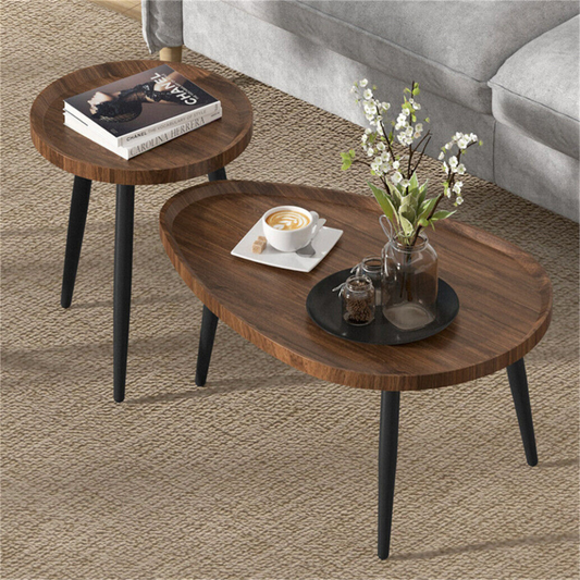 Modern Irregular Drop-shaped Coffee Table Set_0