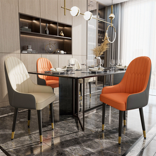 Stylish PU Leather Dining Chairs with Metal Legs_0