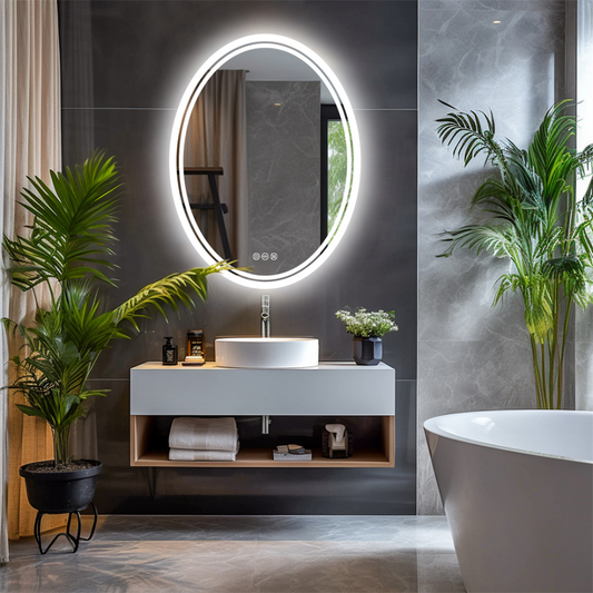 Oval LED Bathroom Mirror with Demister_0