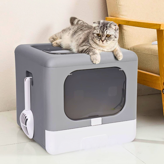 Sleek and Functional Cat Litter Box-Detachable Design_0