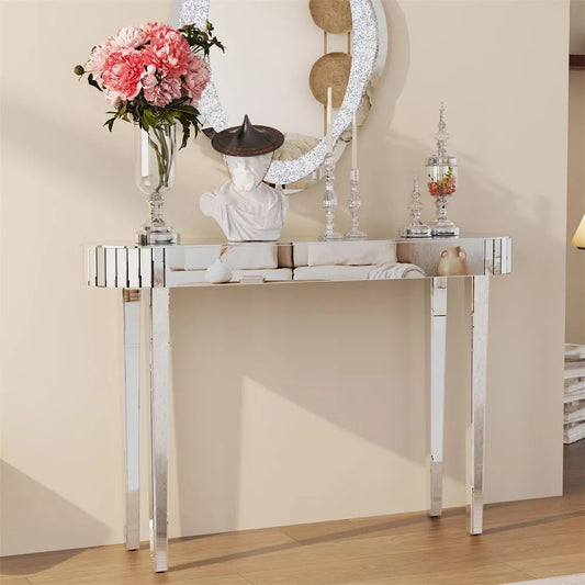 High-end Console Table Mirrored Vanity Makeup Desk Entryway Table_0