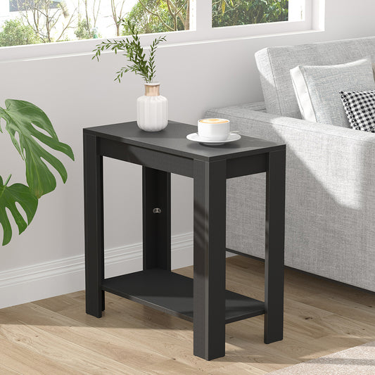 Narrow Sofa Side Table with 2-Tier Open Storage Spaces_0