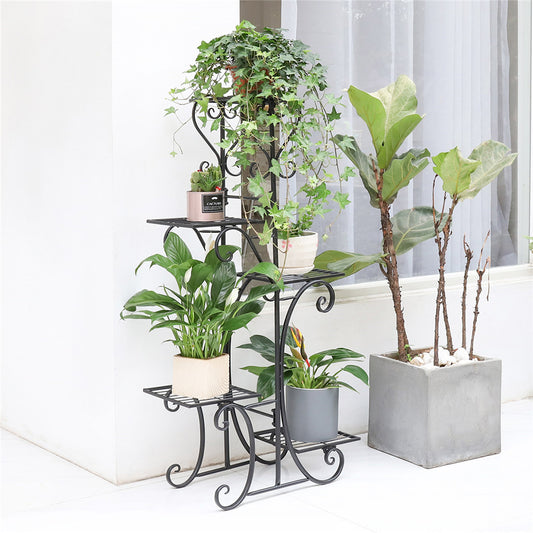 5 Tier Metal Plant Stand Shelf Anti Rust Iron Garden Flower Pot_0