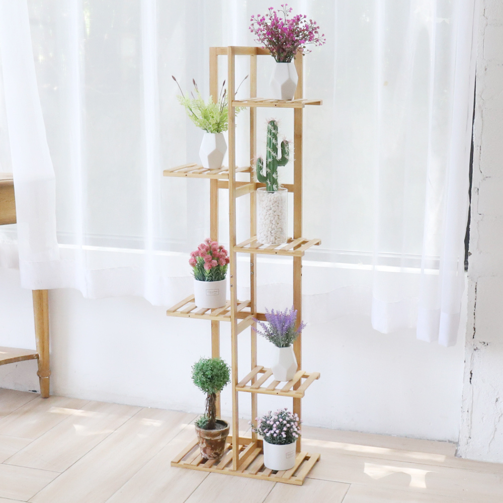 5/6 Pot Vertically Bamboo Flower Shelf Rack Pots Display Corner Shelving_5