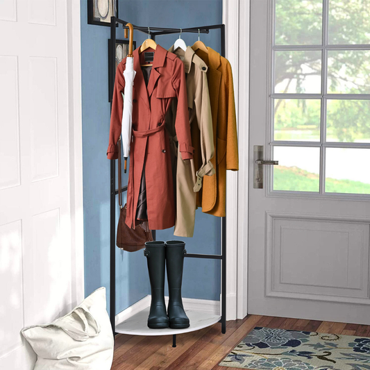 Corner Garment Rack Clothes Rail Wall Hanging Shelf_0