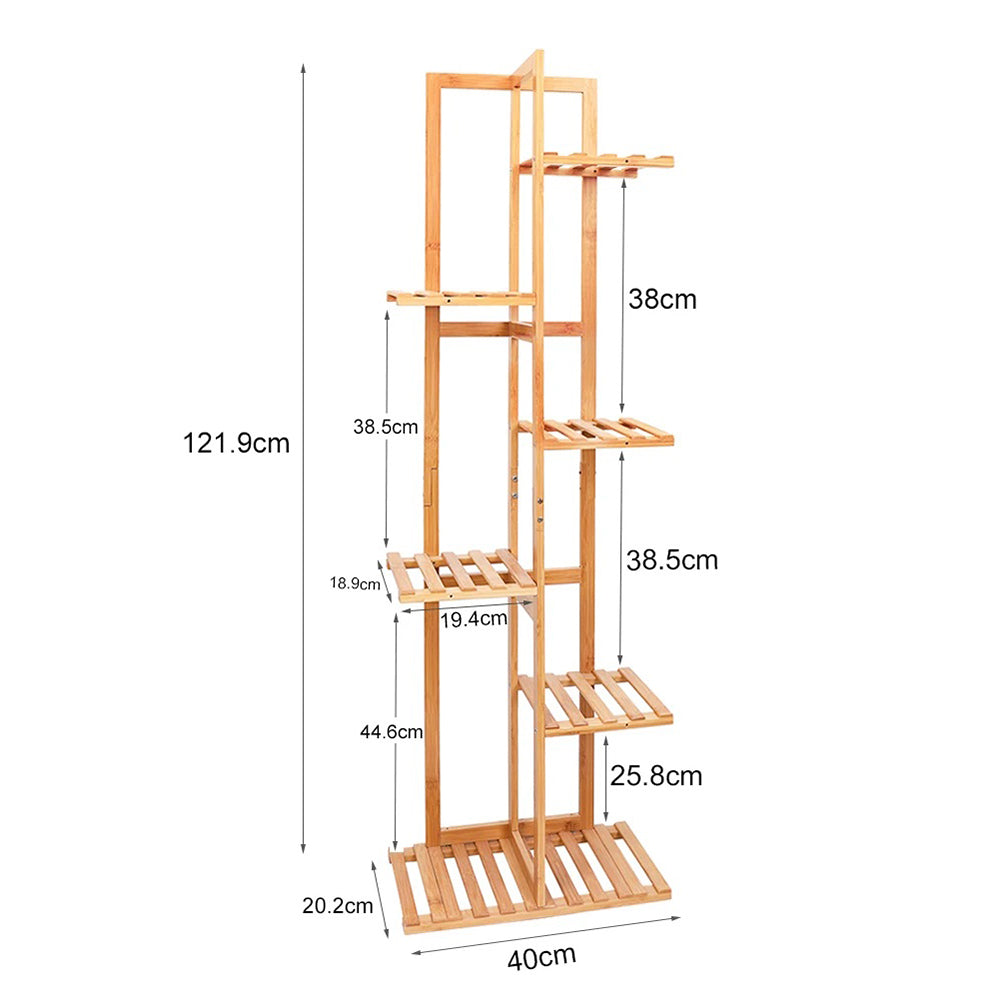 5/6 Pot Vertically Bamboo Flower Shelf Rack Pots Display Corner Shelving_10