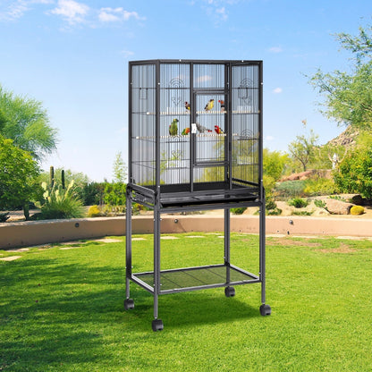 Premium Standing Bird Cage with Rolling Stand Durable Carbon Steel Design_3