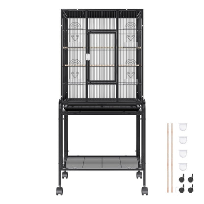 Premium Standing Bird Cage with Rolling Stand Durable Carbon Steel Design_5