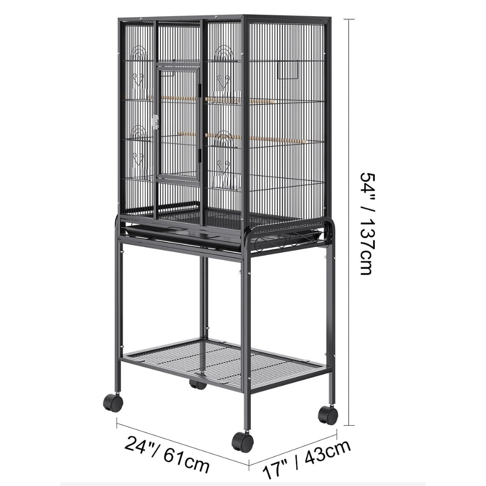 Premium Standing Bird Cage with Rolling Stand Durable Carbon Steel Design_7