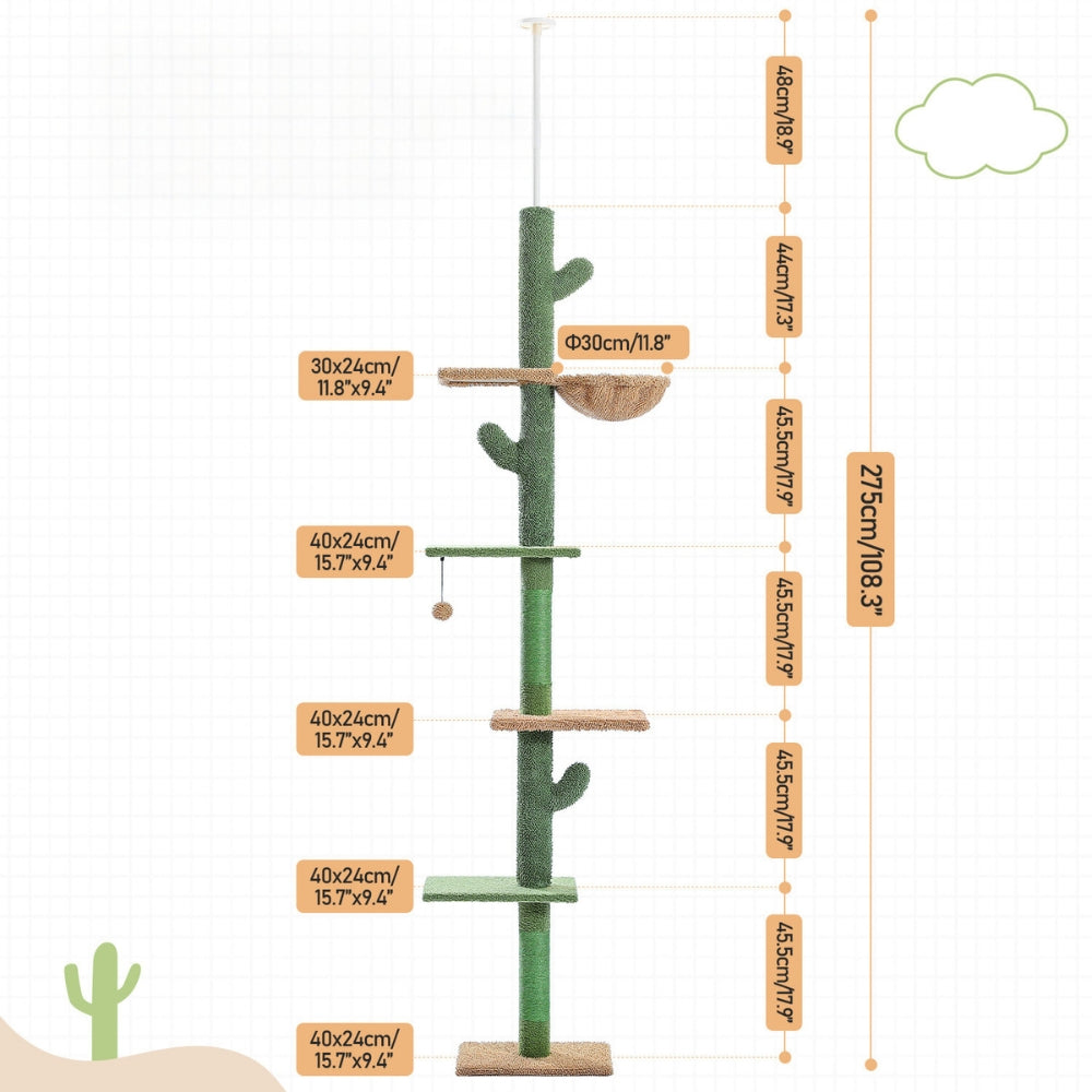 Cactus Cat Tree Floor to Ceiling for Indoor_6