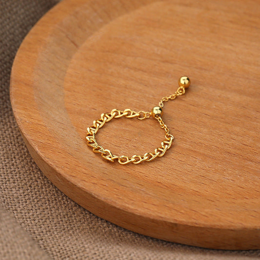 Gold Bead Adjustable Chain Ring