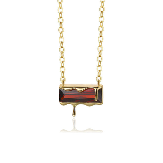 Maroon Melted Crystal Pendant Necklace