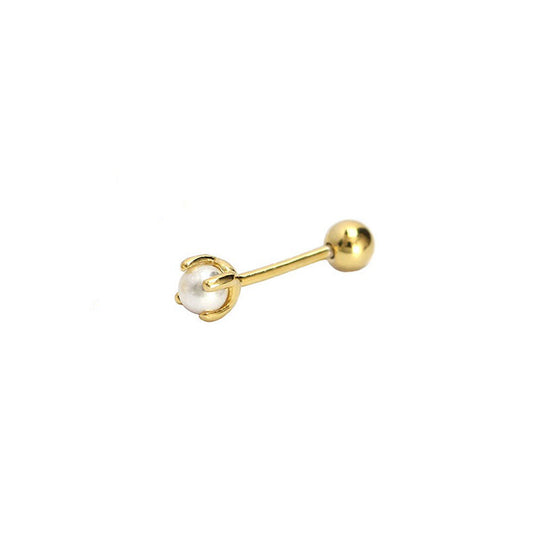 Pearl Ball Back Stud in Gold - Single